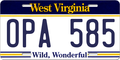 WV license plate OPA585