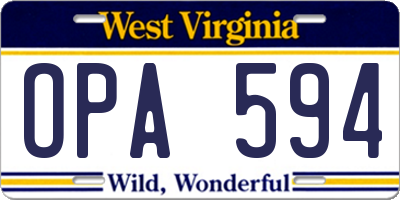 WV license plate OPA594