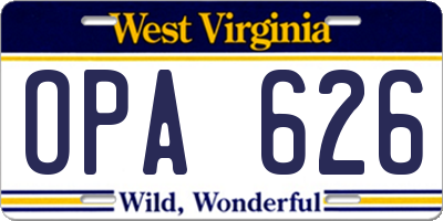 WV license plate OPA626