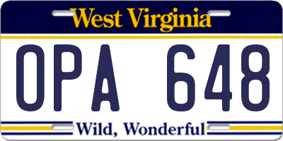 WV license plate OPA648