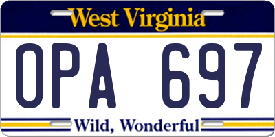WV license plate OPA697