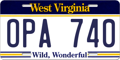 WV license plate OPA740