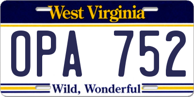 WV license plate OPA752