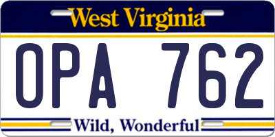 WV license plate OPA762