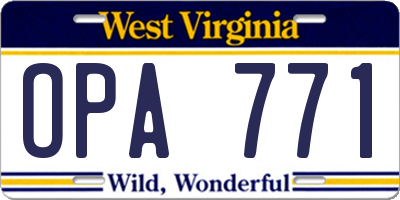 WV license plate OPA771