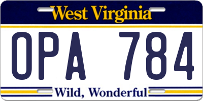 WV license plate OPA784