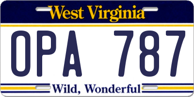 WV license plate OPA787