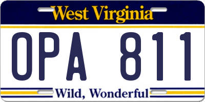 WV license plate OPA811