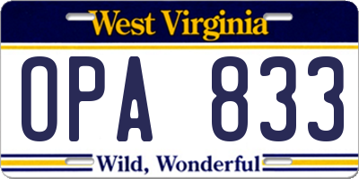 WV license plate OPA833