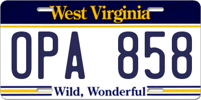WV license plate OPA858