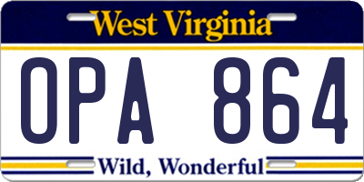 WV license plate OPA864