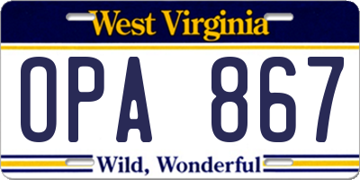 WV license plate OPA867