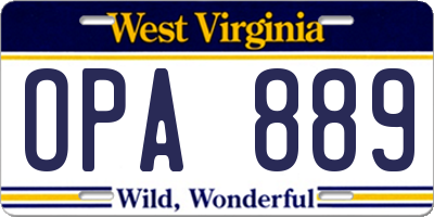 WV license plate OPA889