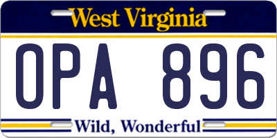 WV license plate OPA896