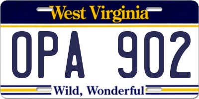 WV license plate OPA902
