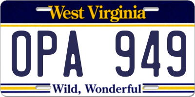 WV license plate OPA949