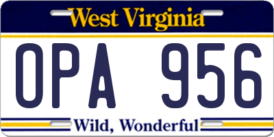 WV license plate OPA956