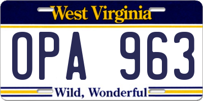 WV license plate OPA963