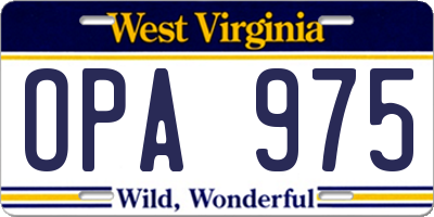 WV license plate OPA975