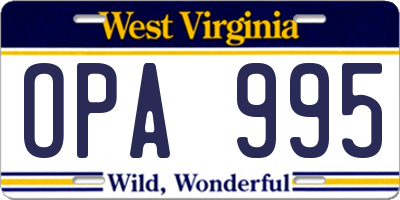 WV license plate OPA995