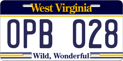 WV license plate OPB028