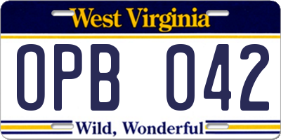 WV license plate OPB042