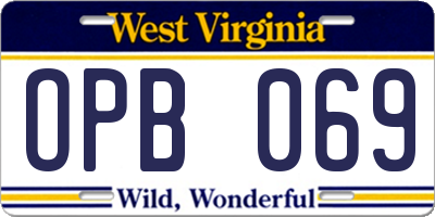 WV license plate OPB069