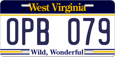 WV license plate OPB079