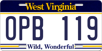 WV license plate OPB119