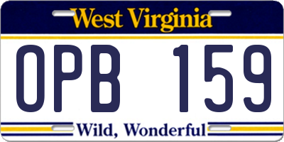 WV license plate OPB159