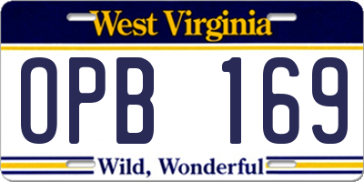 WV license plate OPB169