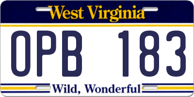 WV license plate OPB183