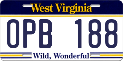 WV license plate OPB188