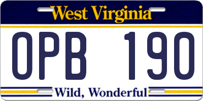 WV license plate OPB190