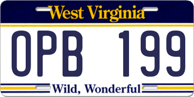 WV license plate OPB199