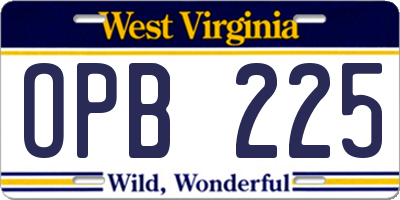 WV license plate OPB225