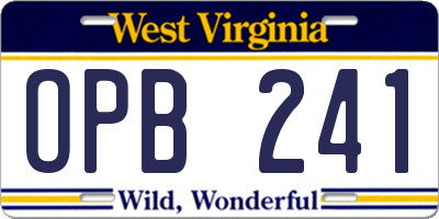 WV license plate OPB241