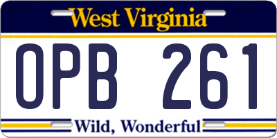 WV license plate OPB261