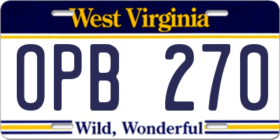 WV license plate OPB270