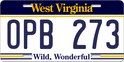 WV license plate OPB273
