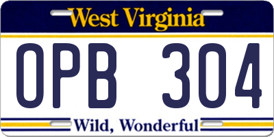 WV license plate OPB304