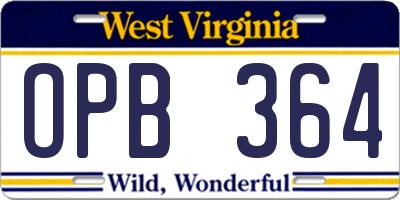 WV license plate OPB364