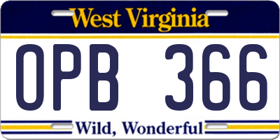 WV license plate OPB366