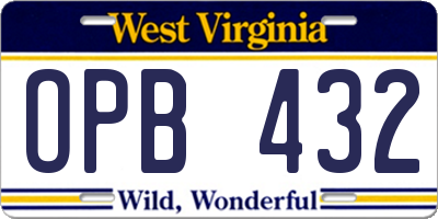 WV license plate OPB432