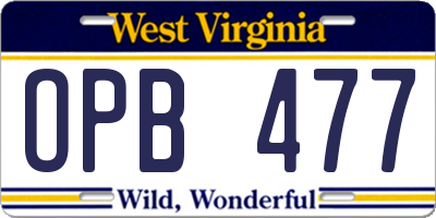 WV license plate OPB477