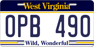 WV license plate OPB490