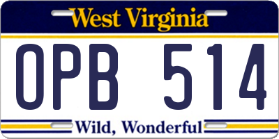 WV license plate OPB514