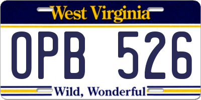 WV license plate OPB526