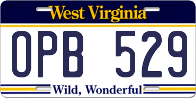 WV license plate OPB529
