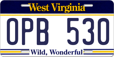 WV license plate OPB530